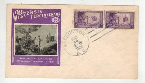1935 FARLEY IMPERFORATE SPECIAL ISSUE 755 WISCONSIN TERRITORY CENTER LINE PAIR