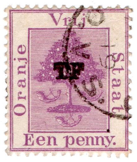 (I.B) Orange Free State Telegraphs : 1d Deep Mauve (setting 8)