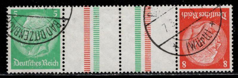 Germany Scott # 418, 420, 2 labels, used, tete beche, Mi# KZ21.1