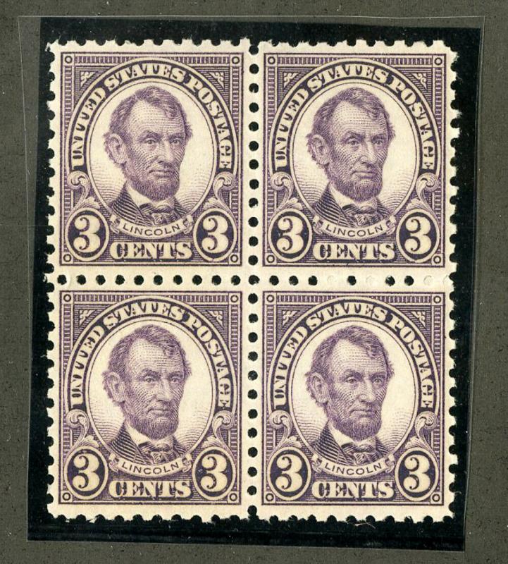 US Stamps # 584 3c Lincoln X OG NH Block Of 4 Scott Value $250.00