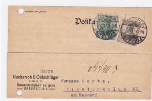 Germany Dresden 1917 to Finsterwalde postal stationary  stamps card R21308