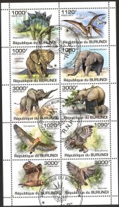 Burundi 2011 Elephants Dinosaurs Birds Owls Sheet Used / CTO