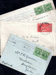 New Zealand KEVII-KGV Postal History Covers x 3 WS17880