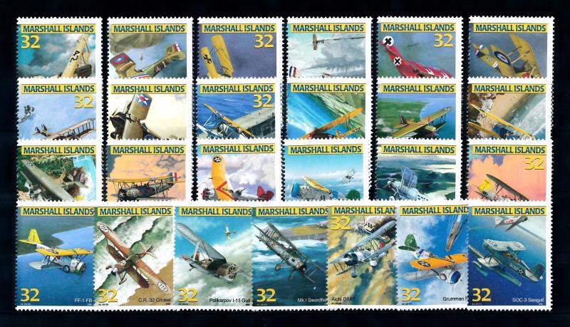 [57025] Marshall Islands 1996 Fighter jets Aircrafts 25 Values MNH