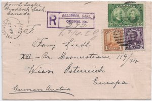 1930 Braddock, Canada to Wien, Austria Registered 5c, 12c ... (56895)