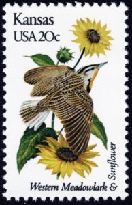 U.S. #1968A 20c MNH (State Birds & Flowers - Kansas)