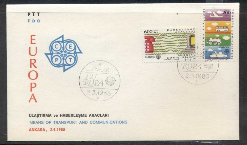 Turkey 1988 Europa Transport & Communication FDC