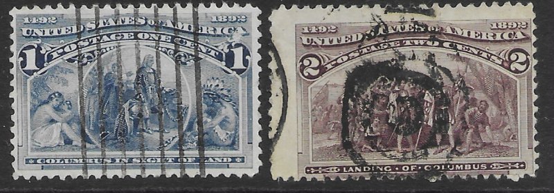 US #230-231 used. Columbian Exposition 1893.  Great Stamps.