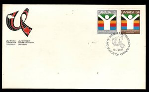 Canada-Sc#981-2-stamps on FDC-World University Games-1983-