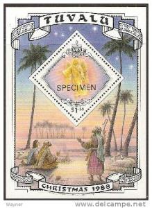  Tuvalu 1988 Scott 514s Christmas S/S w/specimen O/P MNH 