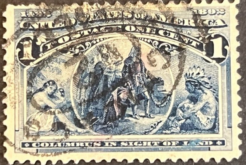 Scott#: 230 - Columbian: Columbus in Sight of Land 1¢ 1893 ABNC used - Lot 4