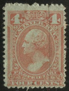 US Revenue Sc RB15 Used 4c red Proprietary, F,  light pen cancel