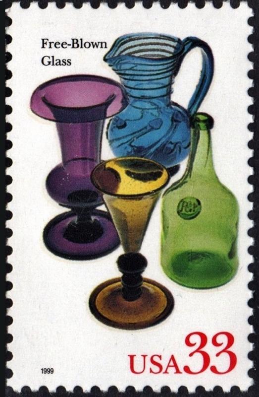 SC#3325 33¢ American Glass: Free-Blown Glass Single (1999) MNH