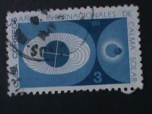 ​CUBA-1965-SC# 960 INTEL.QUIET SUN YEAR-USED-VERY FINE-59 YEARS OLD STAMP