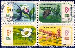 Flowers, 11th Intl. Botanical Congress, USA stamp SC#1379a, Block of 4  used