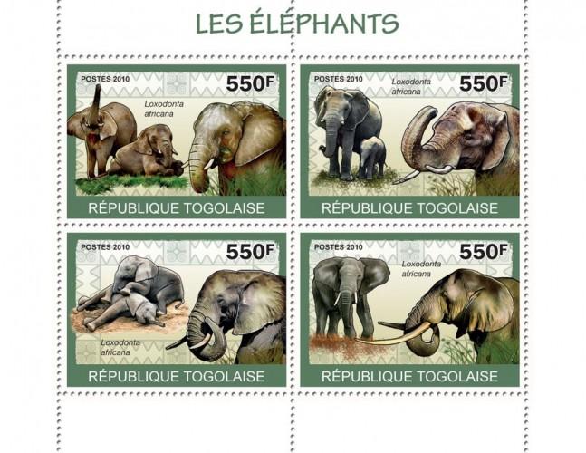 TOGO 2010 SHEET ELEPHANTS WILDLIFE tg10120a