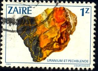 Mineral, Uraninite, Zaire stamp SC#1105 Used