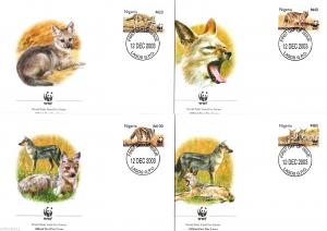 Nigeria 2003 WWF Jackal Wild Fox Mammal Wildlife Animal Sc 759-62 Set of 4 FDC