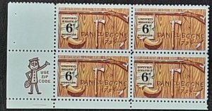 US Scott # 1357; 6c Daniel Boone  from 1968; MNH, og; zip block of 4; VF;