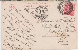 GREAT BRITAIN cover postmark Colombo, Ceylon, 24 July 1907 - Yokohama postcard