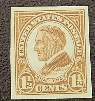 US Scott # 576; 1.5c Harding Imperf from 1925; VF centering; MNH, og