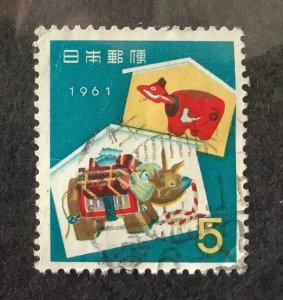 Japan 1960 Scott 709  used - 5y,  New Year, Year of the Ox