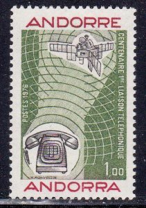 Andorra (French) 1976 Sc# 245 Alexander Graham Bell-Space Single MNH