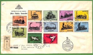 ZA1610 - SAN MARINO - Postal History - FDC FIRST DAY TRAINS COVER 1964-