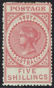 SOUTH AUSTRALIA 1904 QV THICK POSTAGE 5/- WMK CORWN/SA PERF 12½