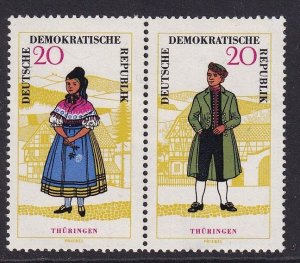 German Democratic Republic DDR #743-744a MNH 1964 costumes 20pf pair