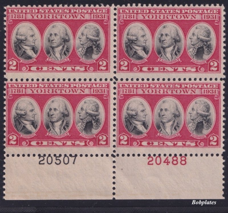 BOBPLATES US #703 Yorktown Bottom Plate Block 20488 20507 F-VF NH SCV= $4