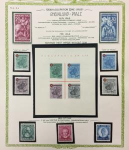 (BJ Stamps) GERMANY, Rheinland- Pfalz, 6NB1-6NB9 + 6NB6a, 1948-9, MNH. CV $173.