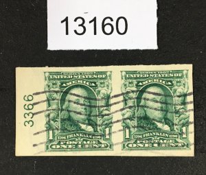 MOMEN: US STAMPS  # 314 PAIR XF USED LOT #13160