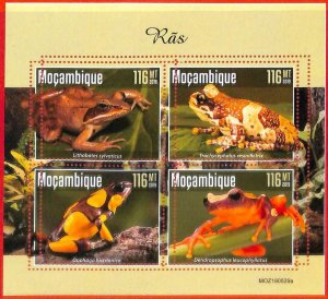 A4286 - MOZAMBIQUE - ERROR MISPERF, Miniature sheet: 2019, Frogs