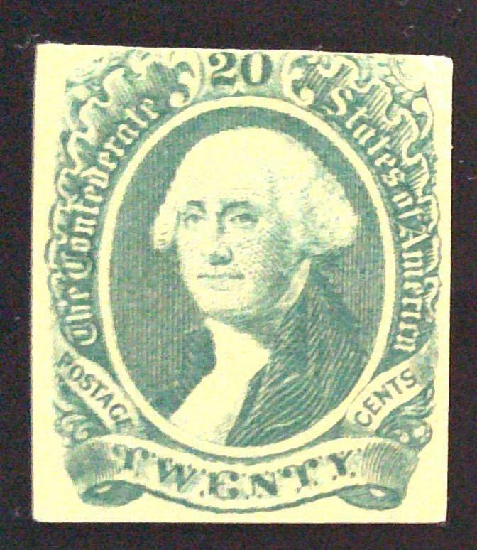 Scott CSA #13 - 20c  Green - Washington - Unused - Tear - 1863