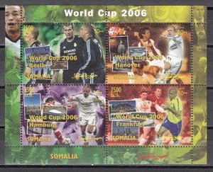 Somalia, 2004 Cinderella issue. World Cup Soccer/Football sheet of 4.