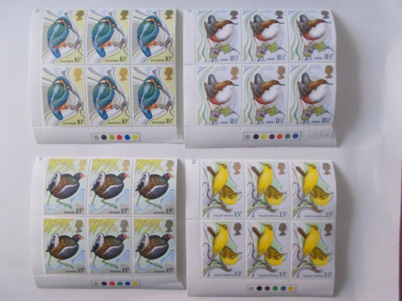 GB QEII 1980 British Birds Set of 4 in Traffic Light Blocks of 6 Superb U/M