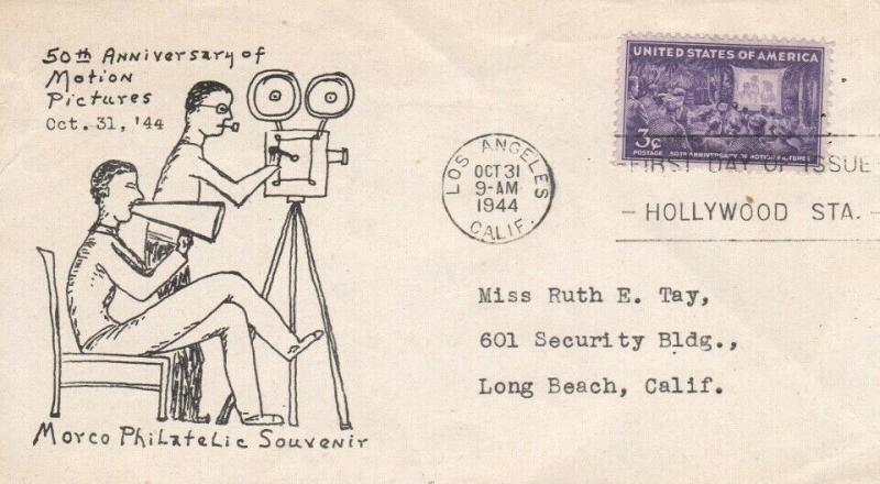 926  3c  MOTION PICTURES - 1st Morco Philatelic Society  cachet - LA