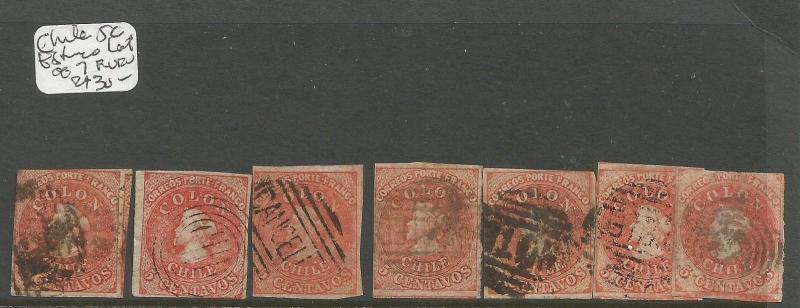 Chile 5c estanco Lot of 7 F-VFU (1cor)