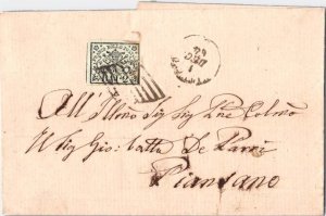 Italy Roman States 2b Papal Arms imperforate 1864 Viterbo Folded Letter to Pi...