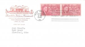 1945-1946 FDC, #930-933, 1c-5c Franklin D. Roosevelt, House of Farnam (4)