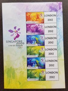 Singapore 117th IOC Session 2005 Olympic Games Bicycle London 2012 (sheetlet MNH