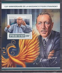 Niger, 2017 issue. Composer Igor Stravinsky s/sheet. ^