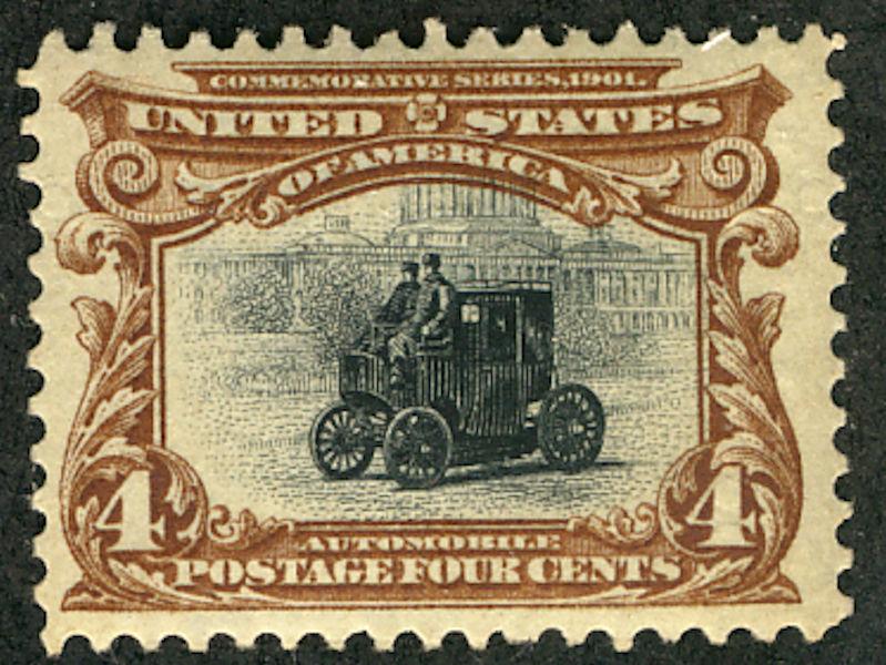US #296 SCV $220. 4c Automobile, VF/XF mint never hinged, super stamp, SCV $2...