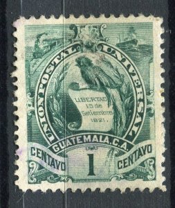 GUATEMALA; 1886 classic Quetzal Coat of Arms issue fine used 1c. value