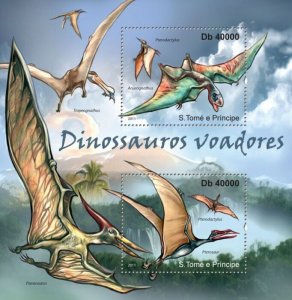 SAO TOME - 2011 - Flying Dinosaurs - Perf 2v Sheet - Mint Never Hinged