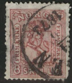 Norway Scott 15 Coat of Arms stamp CV $60 1867 small faults