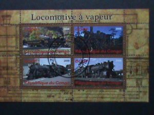 CONGO -2009- CLASSIC LOCOMOTIVE TRAINS CTO COLLECTIBLES S/S VERY FINE