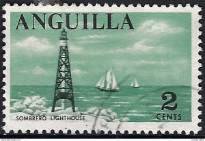 ANGUILLA 1968 QEII 2c Bluish-Green & Black SG18 FU