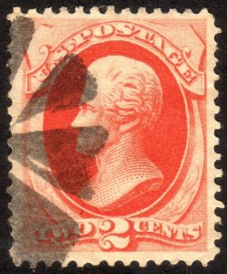 1878, US 2c, Used, Very nice color & Fancy cancel, Sc 183